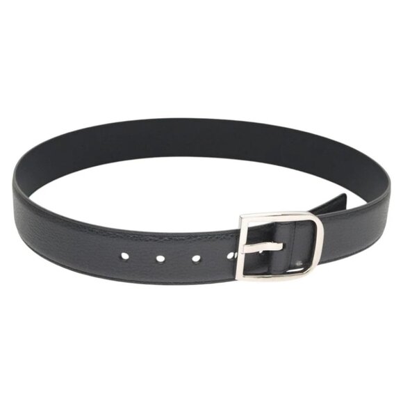 GUCCI Belt Leather Outlet 38.2"" Navy Silver Auth - Picture 1 of 11